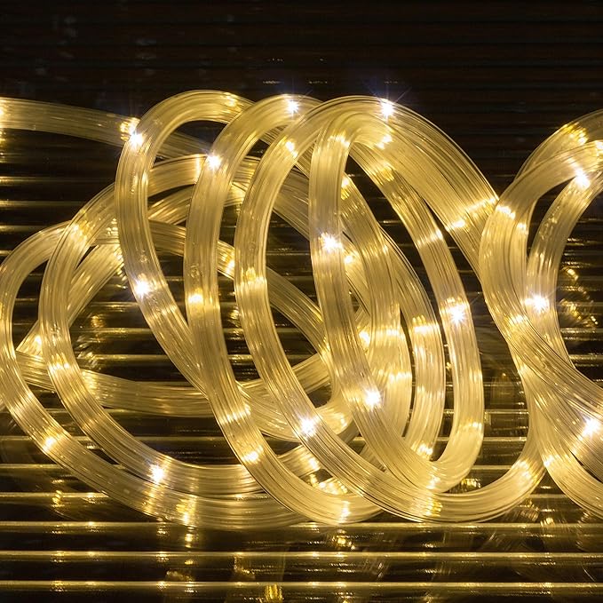 Ripple Tube LED Rope Lights with Remote Control - 8 Modes, 360° Glow,Waterproof for Outdoor/Indoor,Garden,Wedding,Pool,Patio,Christmas Decor (Warm White, 33ft)