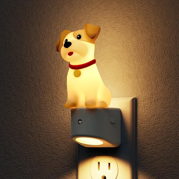 L LOHAS LED Night Light for Kids,3D Cute Puppy Night Lights | Schnauzer with Dusk to Dawn Sensor,RGB+Soft White 3000K,Dog Night Light,Birthday Gift Nightlight for Kids Decor