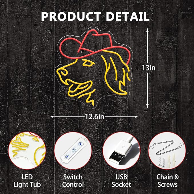 Golden Retriever Neon Signs, Dimmable Dog Neon Light for Wall Decor, Cute Animal with Hat LED Sign for Bedroom Home Man Cave Pet Shop Decor, USB Powered, Birthday Party Christmas Gifts for Pet Dog Lovers
