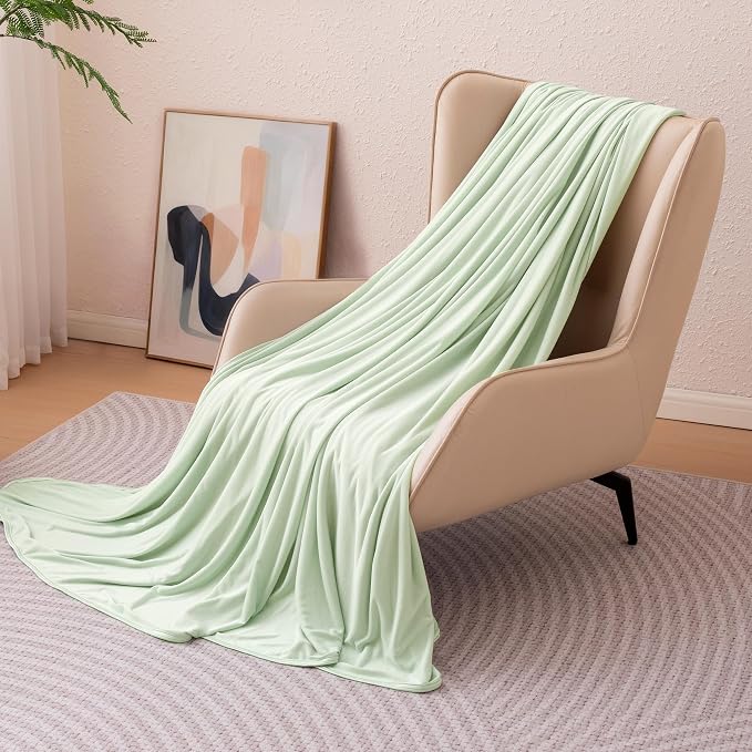 Amazon Basics Cooling Blanket for Hot Sleepers, Reversible Lightweight Thin Throw Blanket for Bed, Couch and Sofa, King (90" x 108"), Aloe Green