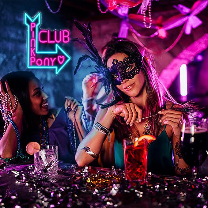 Pony Club Neon Sign for Wall Decor 16.54’’*12.6’’ Charming Led Bar Neon Light Adjustable Usb Powered Pink Cowgirl Led Light Sign for Party Pub Restaurant Bedroom Hotel Man Cave