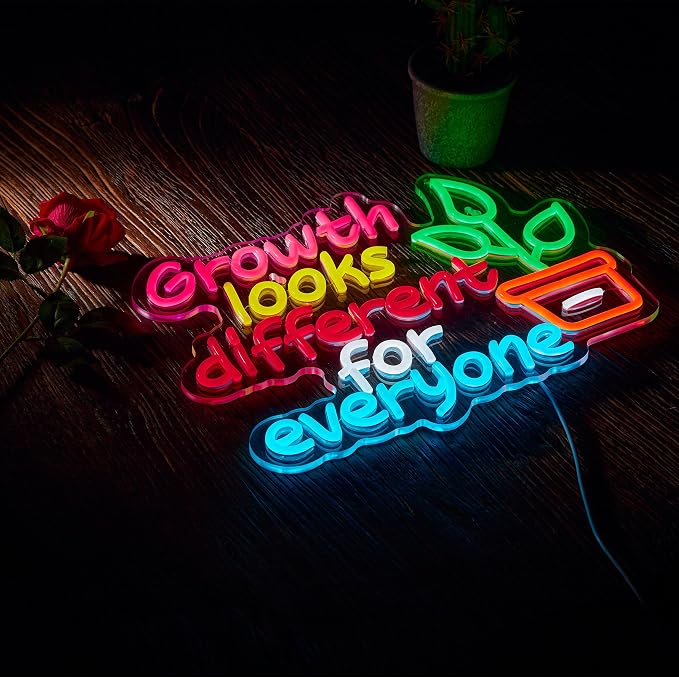 Growth Looks Different for Everyone Neon Sign for Wall Decor Classroom Growth Looks Different for Everyone LED Sign Light