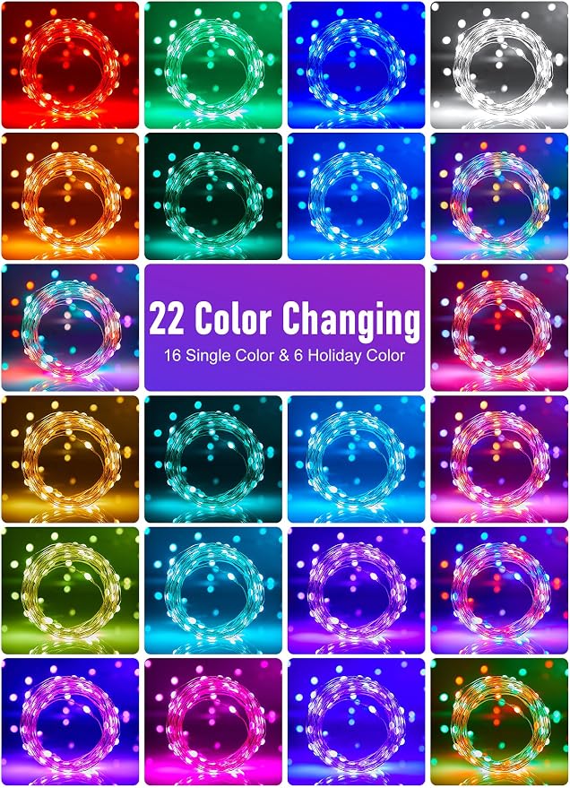 Minetom Fairy Lights Color Changing, 66FT 200 LED String Lights with Remote | USB Fairy Light with 16 Single Colors & 6 Holiday Colors,12 Mode,Timer, Christma String Light for Bedroom Halloween Classroom