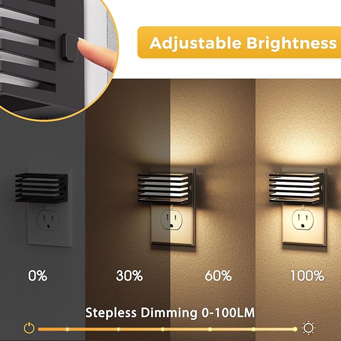 L LOHAS LED Night Lights Plug into Wall, [4 Pack] Modern Night Light with Dusk to Dawn Sensor, Dimmable Plug in Night Light, Adjustable Brightness, 3000K Soft White for Bedroom Bathroom Hallway