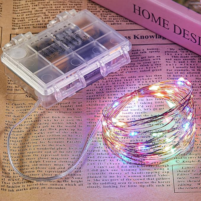 Ariceleo 4 Pack 16.4 Ft. Battery Operated Outdoor String Lights with Remote & Timer, LED Multi Color Fairy Lights, Waterproof Twinkle Lights for Bedroom, Dorm, Mason Jar, Wedding, Party, Christmas