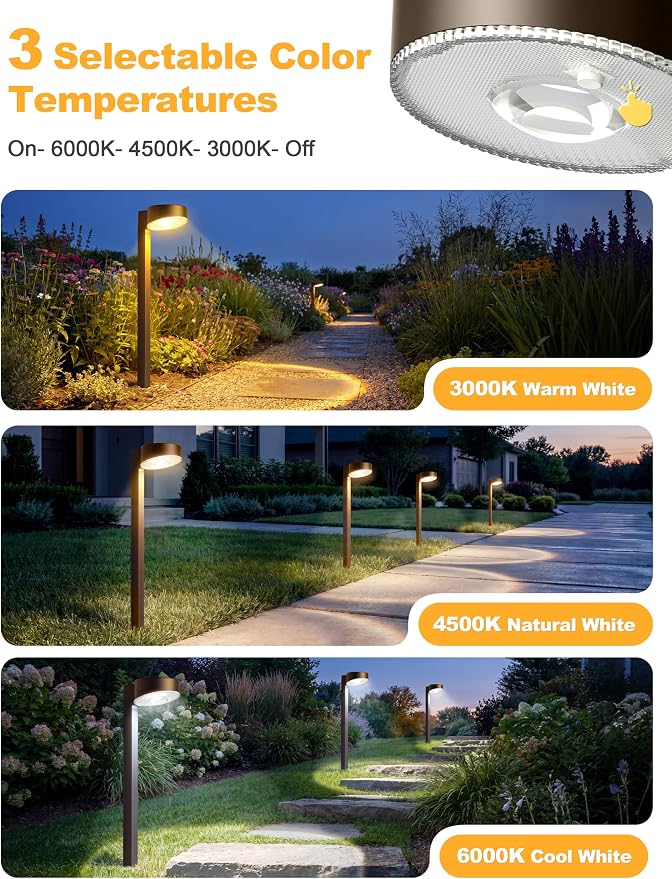 VOLISUN Solar Pathway Lights Outdoor, 12 Pack Solar Powered Garden Lights Waterproof, Decor Landscape Lighting for Yard, Lawn, Walkway, Driveway, Brown