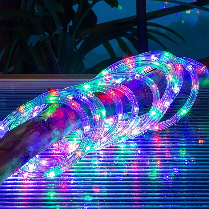 50ft Multicolor Rope Lights,Connectable for Indoor & Outdoor,110V Transparent Flexible Tube Lights,Waterproof LED Rope Lighting For Outside,Deck,Patio,Pool,Camping,Bedroom Decor,Landscape Lighting