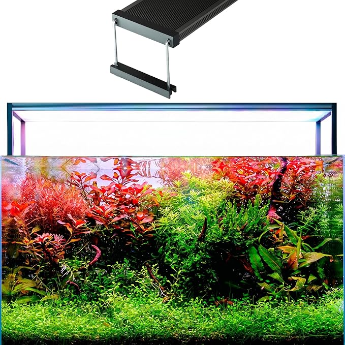 TWINSTAR S Line 450S WRGB LED Aquarium Light, Fits 18-22 Inch Tanks | Bluetooth controller included. WRGB 400-780 nm spectrum for planted tanks, 24-hour timer, 0-100% dimming, sunrise/sunset.