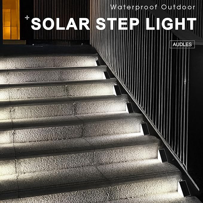 LED Solar Step Lights Waterproof Outdoor Stair Lights, Solar Deck Light Outdoor Decor IP67 Solar Decoration Light for Yard, Patio, Garden, Walkways, Front Door, Pathway, Driveway, Porch 2PK