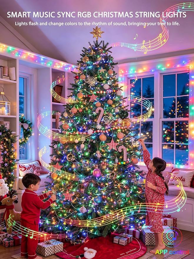 JMEXSUSS 400 LED RGB String Lights Indoor for Bedroom Plug in | Color Changing Christmas Lights Outdoor Clear Wire, Remote, Decorative Lights for Tree Room Party Halloween Decorations