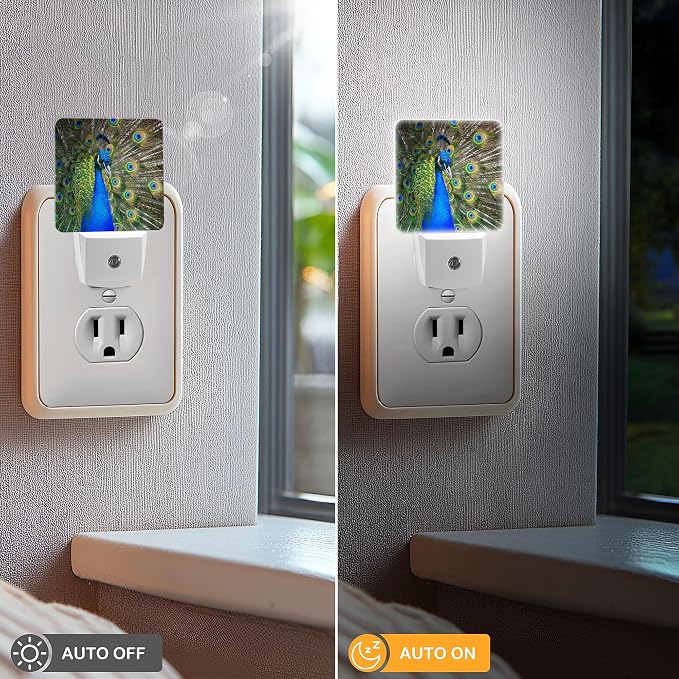 LED Night Light Lamp with Smart Sensor Dusk to Dawn Sensor,Australian Peacock Night Light Daylight White,0.5W Plug-into Wall for Adults,Bedroom,Bathroom,Hallway,Kitchen