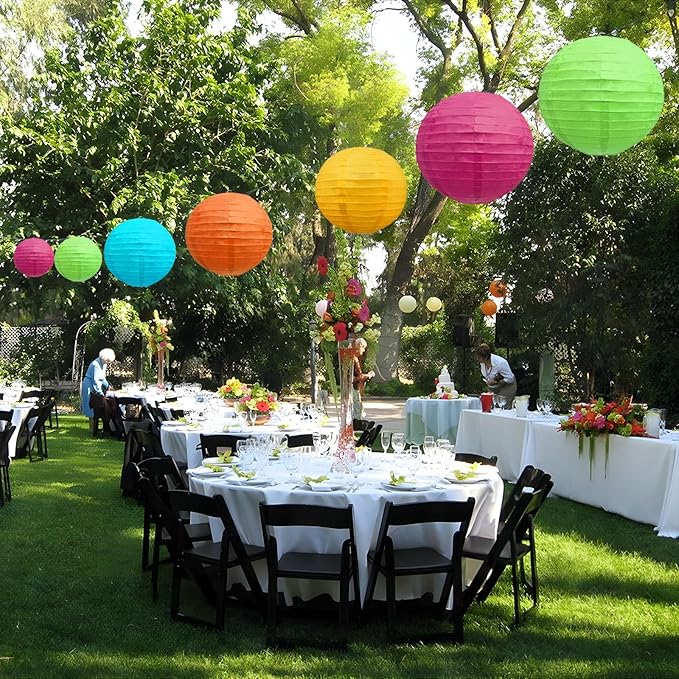 20Pcs Colorful Paper Lanterns for Parties, 6” 8” 10” 12” Chinese Asian Hanging Round Paper Lanterns for Birthday Wedding Halloween Christmas Home Decor Party Decor