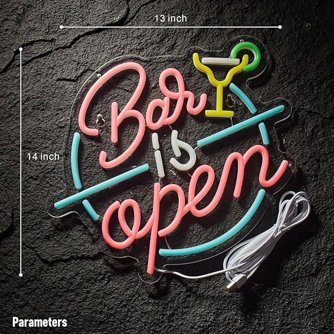 Bar Open Neon Sign for Wall Decor Open Beer Home Bar LED Light up Signs with Dimmer for Pub Party Man Cave Room Art Decor Gift