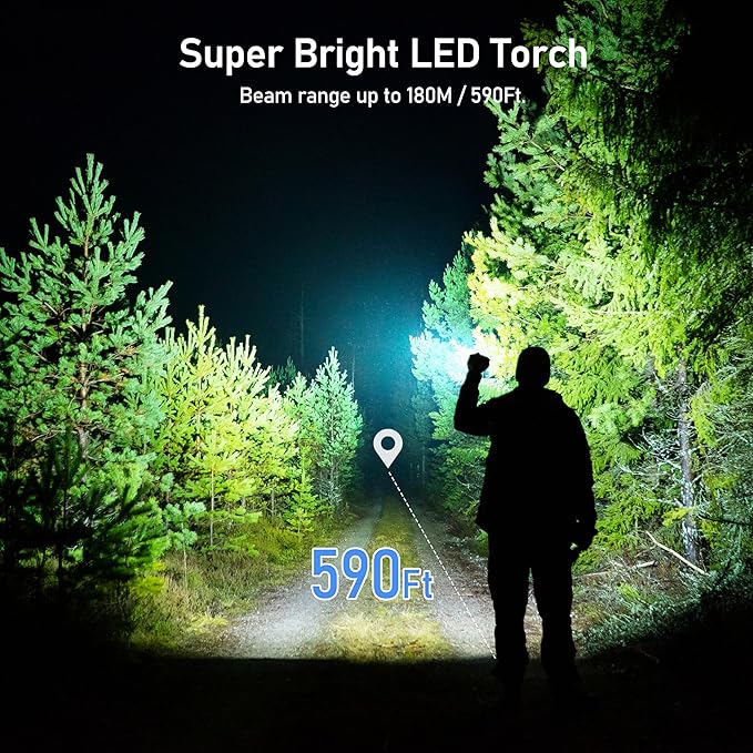 Blukar LED Flashlight Rechargeable 2 Pack, Super Bright Adjustable Focus Handheld Flashlights, 4 Lighting Modes, Waterproof Pocket Size Torch for Camping, Hiking, Outdoor, Emergency-Black