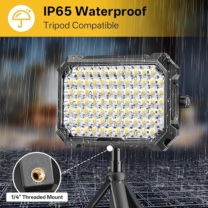 LED Work Light: Portable Rechargeable Magnetic Work Light | 10000LM output with 4 lighting modes, IP65 waterproof protection and a 13000mAh battery for garage, camping and emergency use