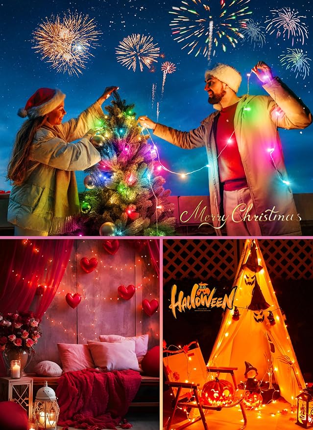Minetom Color Changing String Lights,22 Colors 100 LED 33FT Outdoor Indoor Waterproof with Remote, Twinkle Christmas Lights, Plug in Fairy Lights for Halloween Easter Valentine's Xmas Party Decor