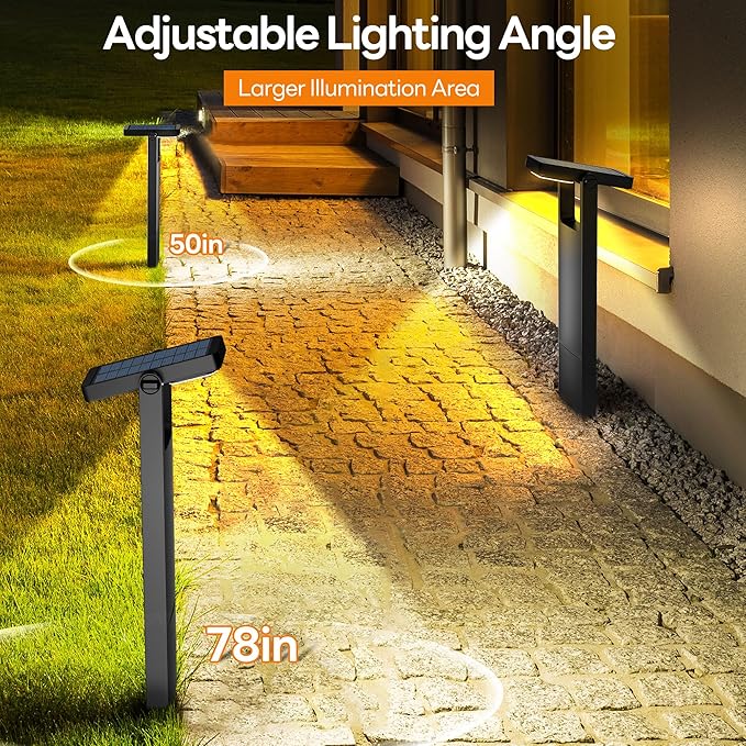 Solar Pathway Lights Outdoor 6 Pack, 360° Adjustable Panel, Multicolor 200LM Solar Powered Path Lights, 12H Lasting, IP65 Waterproof Landscape Lighting for Walkway Yard Garden