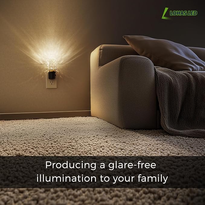 L LOHAS LED Night Light, Dimmable Night Lights Plug into Wall, Light Sensor | Automatic Nightlights Plug in, 3000K 100LM, LED Acrylic Nightlight, Crystal Decorative, Hallway Bedroom Bathroom, 1 Pack
