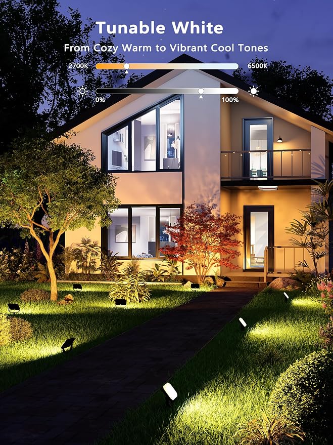 BrizLabs Smart Flood Lights, 6 Pack Orange & Purple Halloween Floodlights | RGBCW Color Changing; APP & Voice Control; Waterproof Landscape Lighting for Fall Autumn Garden Yard House Wall Pathway Decor