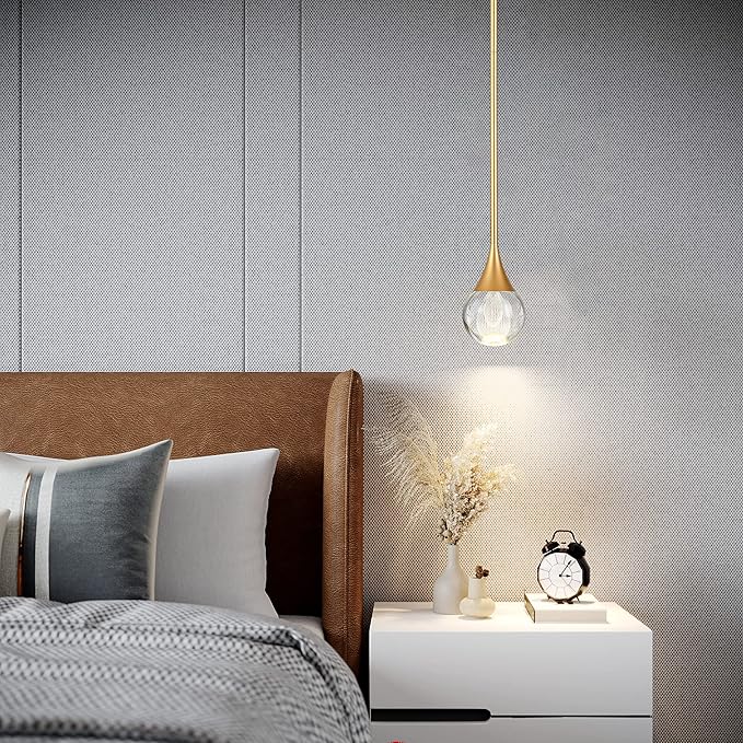 3-Pendant Lights Kitchen Island, Brass Gold Globe Crystal Ceiling Hanging Light Fxitures, LED Light Fixtures Metal Rod Ceiling Glass Pendant Lighting for Kitchen Island Dining Room Bar
