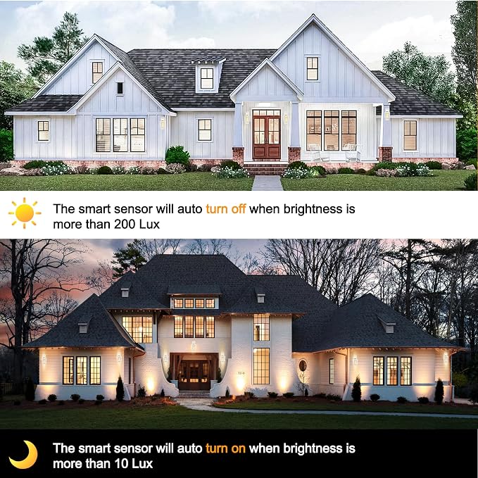 Modern Outdoor Light Fixture Dusk to Dawn Outdoor Lighting, 15" H Exterior Wall Sconce Waterproof Porch Light, Outside Light for House with Water Glass for Garage Doorway, White
