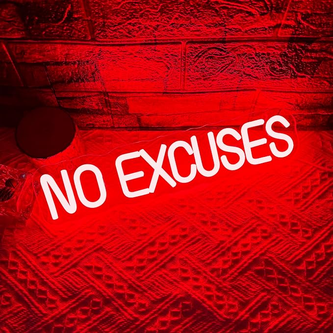 No Excuses Gym Neon Sign, GYM Motivational Neon Workout Neon Sign Fitness Studio Training Room Decor GYM Wall Art Decor Light Sign Gym Enthusiasts Gymnastic Sign(14.1 * 3.1in)