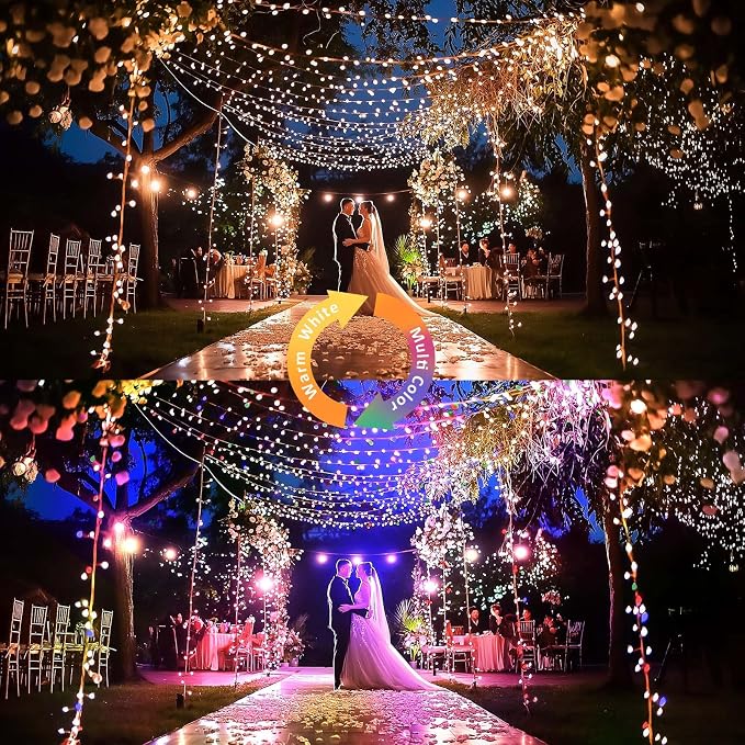 Ariceleo 2 Packs Warm White & Multi-Color Battery Operated String Lights, 5M/16.4ft. 50 LEDs Remote Control Timer 12 Modes Optional Twinkle Battery Powered Fairy Lights Sliver Wire Firefly Lights