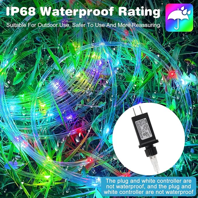 Gvwoxm 50FT 150 LED Changing Rope Lights, Waterproof Remote String Lights | 18 Colors, Timer, 5 Modes,Plug-in Camping Light Strings for Outdoor/Indoor, Camping, Classroom, Party, Festival Decoration