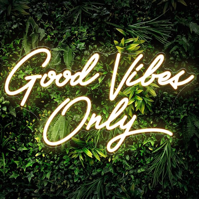 Kavaas Good Vibes Only Neon Signs for Wall Decor 17.7" x 9.9" | Warm White Good Vibes Only LED Sign for Bedroom, Party, Bar, Salon - Best Gifts for Birthday, Christmas