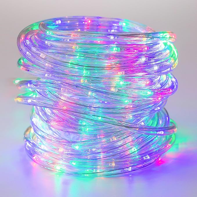 50ft Multicolor Rope Lights,Connectable for Indoor & Outdoor,110V Transparent Flexible Tube Lights,Waterproof LED Rope Lighting For Outside,Deck,Patio,Pool,Camping,Bedroom Decor,Landscape Lighting