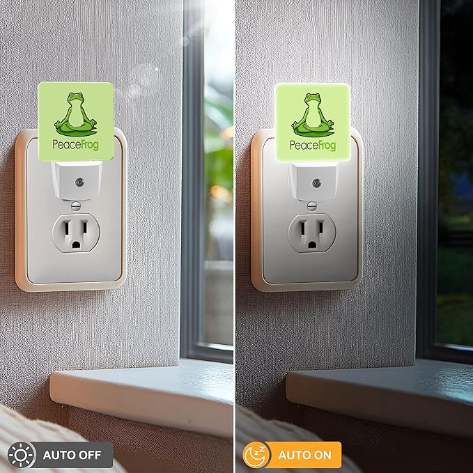 LED Night Light Lamp with Smart Sensor Dusk to Dawn Sensor,Zen Frog Yoga Mascot Night Light Daylight White,0.5W Plug-into Wall for Adults,Bedroom,Bathroom,Hallway,Kitchen