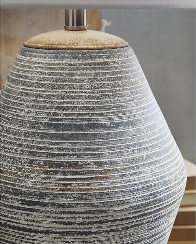 Signature Design by Ashley Lawrock Farmhouse Table Lamp with 3-Way Switch and Empire Shade, Blue