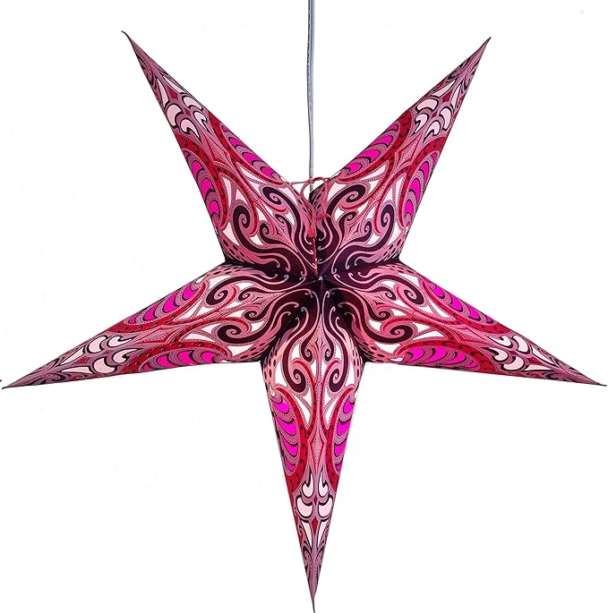 Lavender Pink Obsession Paper Star Lantern with 12 Foot Power Cord Included