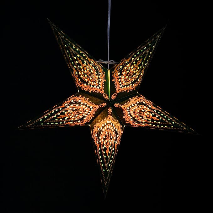 Hometown Evolution, Inc. Green Bandanna Paper Star Lantern with 12 Foot Power Cord Included