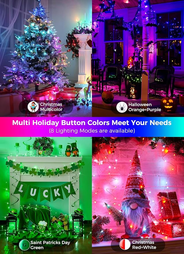Color Changing Fairy Lights Plug in, 33FT 100 LED String Lights with Remote | 22 Colors Fairy Lights Indoor with 12 Lighting Modes,Timer, Multicolor Christmas Lights for Bedroom Classroom Halloween