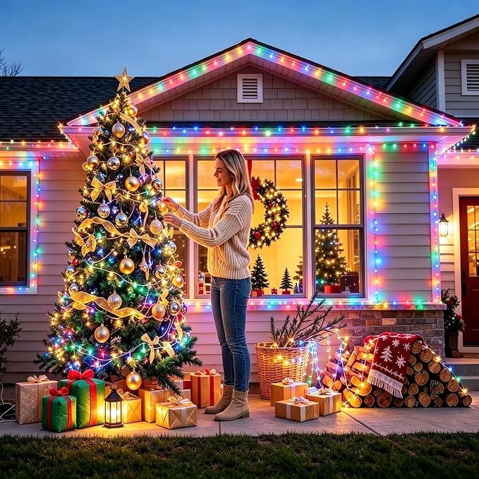 Multicolor String Lights for Indoor Bedroom, 33FT 100 LED Fairy Lights with 8 Modes & Memory, Plug in Twinkle Christmas Light, Waterproof for Outdoor Patio, Garden, Classroom, Dorm or Tree