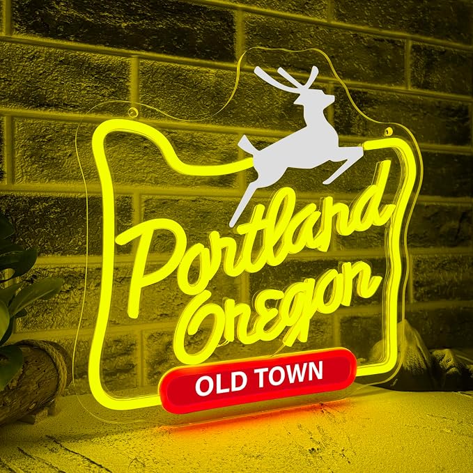 Mutank Portland Oregon Neon Sign, Iconic City Neon Light USB Powered LED Dimmable, for Portland Themed Room Decor Game Room Man Cave Home Bar Decor(12.9 * 12.5 In)