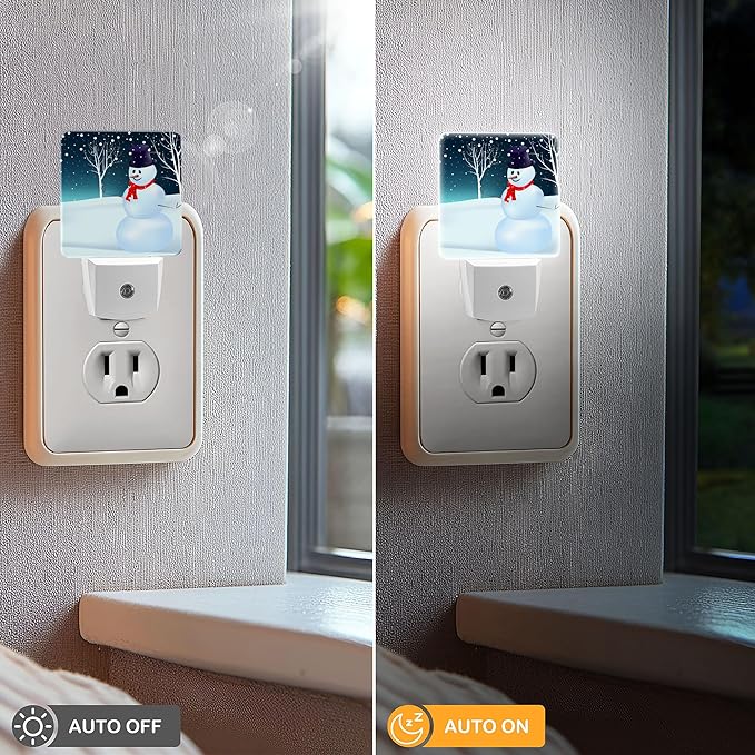 LED Night Light Lamp with Smart Sensor Dusk to Dawn Sensor,Snowman Christmas Tree Night Light Daylight White,0.5W Plug-into Wall for Adults,Bedroom,Bathroom,Hallway,Kitchen