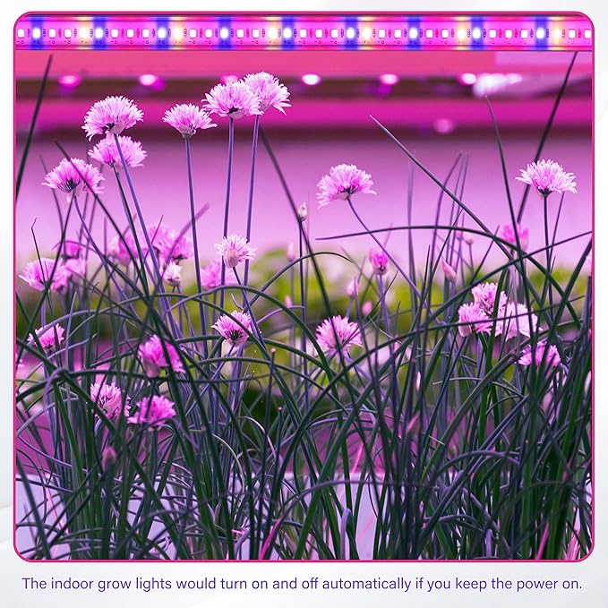 iPower 60W LED Plant Grow Light Strips Full Spectrum for Indoor Plants with Auto ON/Off 3/9/12H Timer, 10 Dimmable Levels 48 LEDs Per Tude, for Hydroponics Succulent, 4 Tubes, Mix