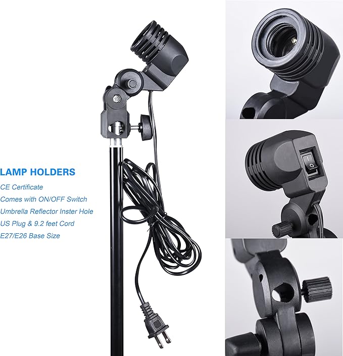 EMART Photography Umbrella Lighting Kit, 400W 5500K Photo Portrait Continuous Reflector Lights for Camera Video Studio Shooting Daylight (2 Packs)
