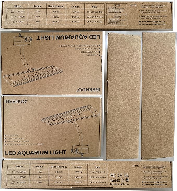 IREENUO Aquarium LED Light, Full Spectrum Fish Tank Clip on Light with Remote, Color Changing Lighting for Reef Coral Aquatic Plants and Fish Keeping (10W（11.8inch）)