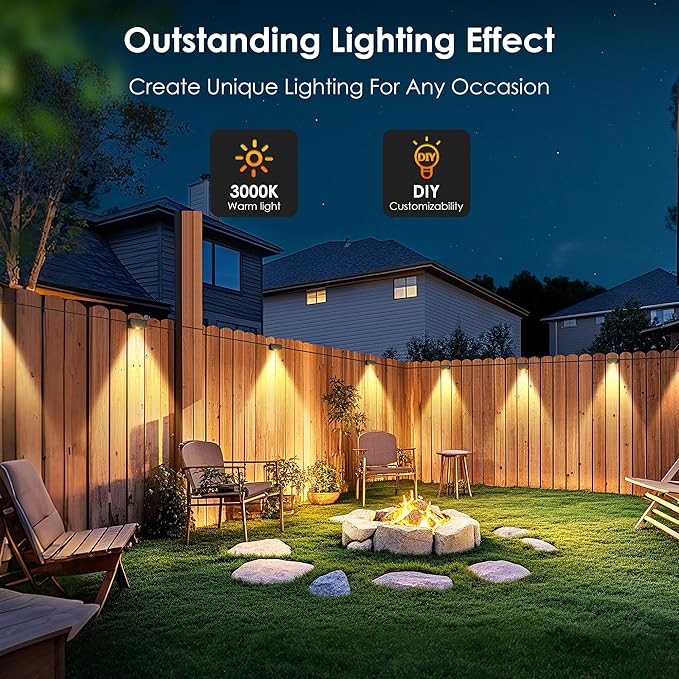 Deck Lights Outdoor, Fence Lights 10 Pack, Waterproof LED Step Lights for Outside, Backyard, Railing, Patio, Pool, Garden