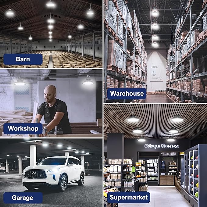 CINOTON 160W UFO LED High Bay Light, Aluminum LED Shop Lights with 24000LM, 5000K Commercial Bay Lighting for Warehouse Garage Workshop Factory, 6' Cable & Safety Rope, ETL Listed 1 Pack