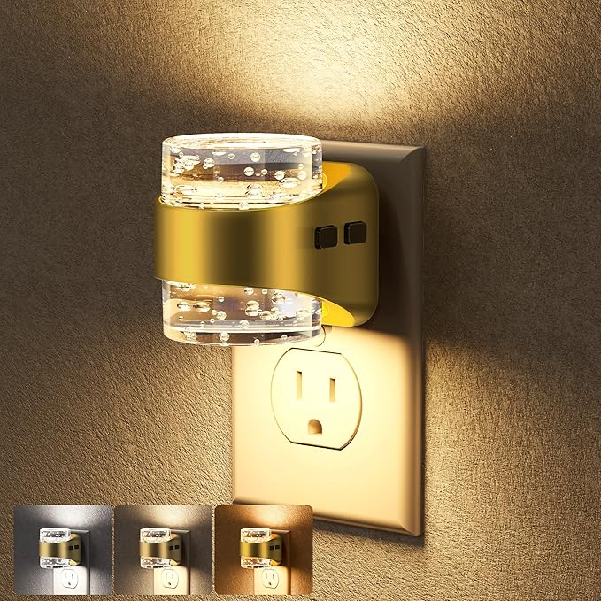 Briignite Night Light, Dimmable Night Lights Plug Into Wall with Bubble Design 3000K/4000K/5000K & 3 Brightness Levels for Baby Nursery Hallway Bathroom Kids Room, 3CCT