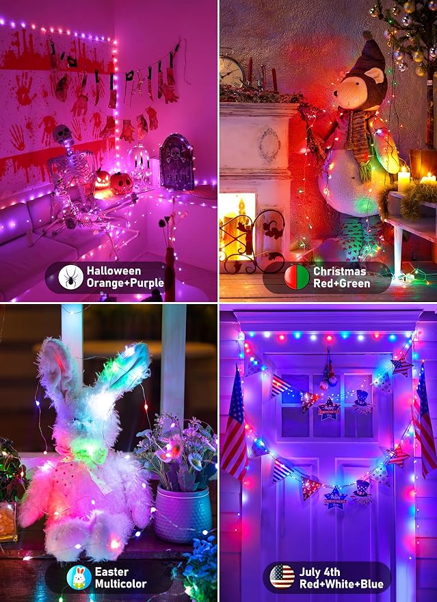 Minetom Fairy Lights Color Changing, 66FT 200 LED String Lights with Remote | USB Fairy Light with 16 Single Colors & 6 Holiday Colors,12 Mode,Timer, Christma String Light for Bedroom Halloween Classroom