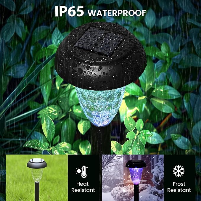 Solar Lights Outdoor Waterproof for Pathway, 16 Pack Color Changing | Solar Pathway Lights, Garden Light for Yard Patio Driveway Walkway Lawn Landscape Lighting for Outdoor Decorations