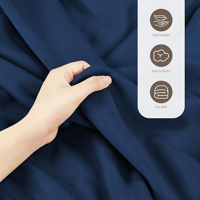 Utopia Bedding Soft Jersey Knit Blanket Navy Twin (90x66 Inches) | Lightweight, Breathable, Sweatshirt Blanket, Bed, Couch, Sofa, Cozy, Home Decor, Summer