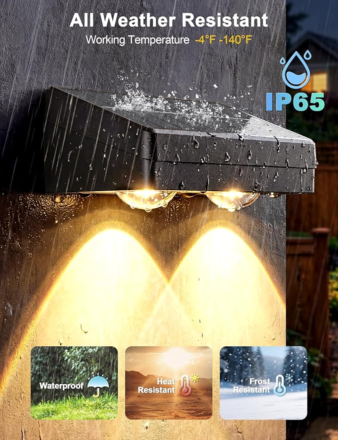 Solar Fence Lights with Remote, Warm White, Cool White and RGB Color Glow LED Outdoor Wall Lights, IP65 Waterproof Solar Lights for Fence, Backyard, Railing, and Deck, Home Improvement, 2 Pack