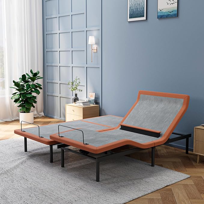 ESHINE Split King Adjustable Bed Frame with Lumbar Support Smart App | Bed Base, Zero Gravity, Head-Pillow-Tillt, Under Bed Light, Dual USB, Ergonomic Incline, Wireless Remote, 6000 Series
