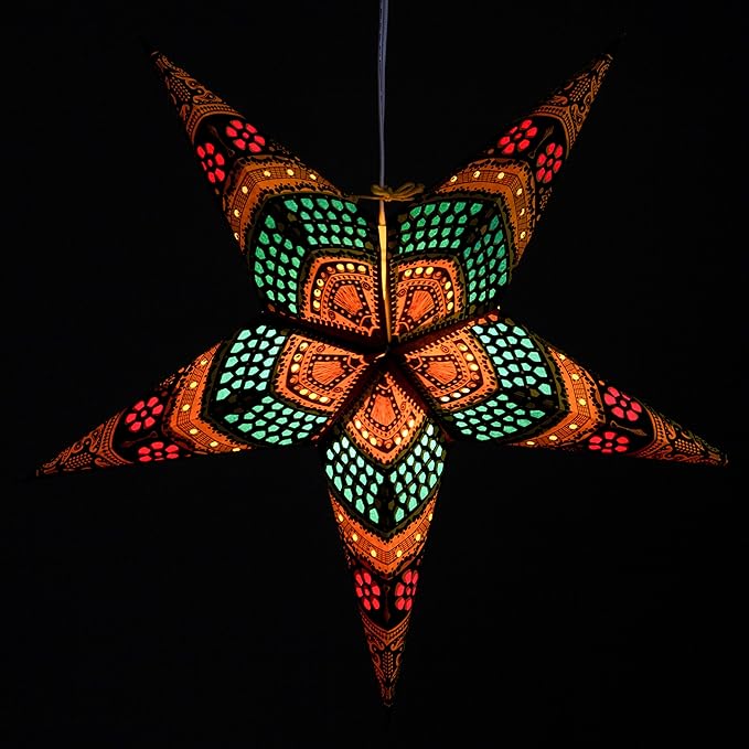 Honeycomb Yellow Paper Star Lantern with 12 Foot Power Cord Included